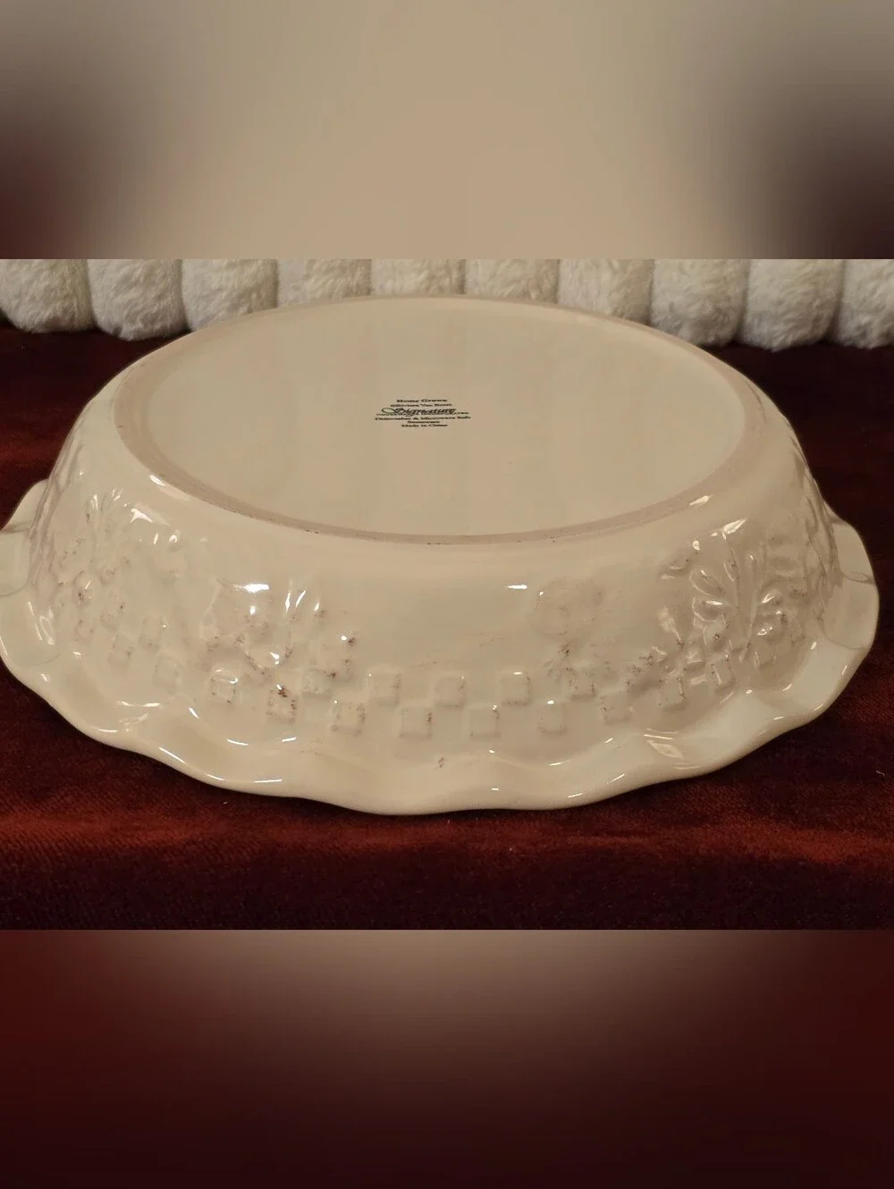 Vintage Riviera Van Beers Home Grown Ceramic Deep Pie Dish Basketweave Cradle